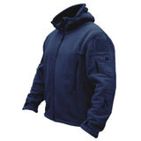 Coverwin Winter New Fashionable Men's Outdoor Warm and Cold Resistant Fleece Jacket Solid Color Loose Hooded Zipper Multi Pocket Jacket