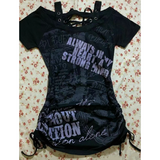 Coverwin-Punk Hot Girl Vintage Letter Print T shirts Women Clothes 90s Gothic Streetwear Hip Hop Casual Sexy Femme Bandage Dark Y2k Tops