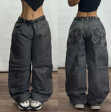 Coverwin-Y2K Street Dress Harajuku Hip-hop Retro Work Jeans  New Gothic High Waist Loose Wide-leg Pants Long Jeans for Men and Women