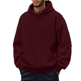 Coverwin Autumn New Fashion Men's Fleece Warm Hooded Sweatshirt Solid Color Loose Daily Outdoor Casual Top Men's Clothing