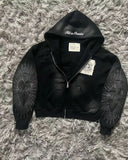 Coverwin 2024 New American Retro New Trend Gothic Letter Patch Oversized Gray Zipper Hoodie Men's Y2K Harajuku Hip-Hop Casual Street Wear