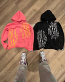 Coverwin Harajuku Fee Me Skull Hand Hoodies Women Streetwear Vintage Oversized Hoodie Y2k Top Sweatshirt Casual Tracksuit Men Clothing