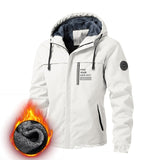 Coverwin Winter new men's outdoor fleece windproof waterproof warm jacket casual hooded letter solid color submachine jacket daily jacket