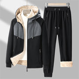 Coverwin 2025 Winter New Fashionable Fleece Thickened Windproof and Cold Proof Warm Men's Set Hooded Hoodie Pants Two Piece Set