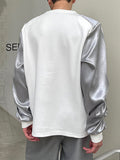 Coverwin Mens Metallic Patchwork Crew Neck Pullover Sweatshirt SKUK28502