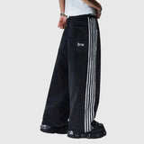 Coverwin HWC Street Striped Jeans Y2K New Men's and Women's Hip Hop Loose Joker Pants High Quality Gothic Low Waist Casual Wide Leg Pants
