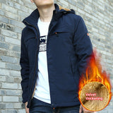 Coverwin Winter New Men's Casual Fleece Jacket, Daily Loose Zipper and Fleece Jacket, Outdoor Cardigan, Hooded Solid Color Cotton Jacket