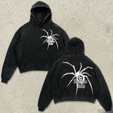 Coverwin Harajuku spider fashion hoodies women American retro street for Men y2k tops Goth streetwear oversized sweatshirt men clothing