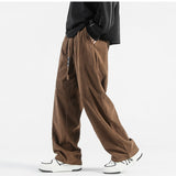 Coverwin Autumn Winter Casual Soft Men Elastic Loose Drawstring Sweatpants Pants Warm College Style Corduroy Warm