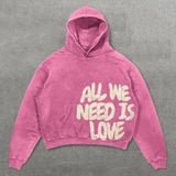 Coverwin Simple Harajuku letter print hooded pullover oversized hoodies for women Y2K American popular versatile trendy couple sweatshirt