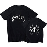 Coverwin Outfit 2024 Summer European American INS Dark Style Spider Print Short-sleeved Tops for Men and Women Y2K Casual Goth Couple T-shirts