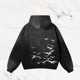 Coverwin Streetwear American Hoodie Y2K Clothes Mens Womens Harajuku Gothic Bat Graphic Print Oversized Black Hoodie Sweatshirt Clothes