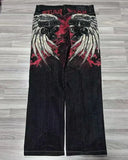 Coverwin Goth Style Skull Embroidery Y2K Jeans Men Streetwear Hip Hop Wash Loose Harajuku Baggy Casual Oversize High Waist Wide Leg Pants