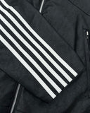 Coverwin Streetwear HCW Striped Jacket Y2K Jacket Mens Hip Hop Leather Vintage Striped Embroidered Jacket Biker Wear Leather Zipper Coats