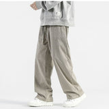 Coverwin Autumn Winter Casual Soft Men Elastic Loose Drawstring Sweatpants Pants Warm College Style Corduroy Warm