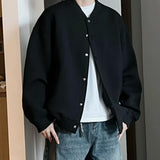 Coverwin Outfit Winter Korean simple men's clothing retro simple baseball uniform jacket American Y2K couple versatile casual cardigan jacket