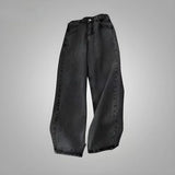 Coverwin Y2K New High Street Gothic Jeans American Retro Pattern Jeans Street Hip Hop Punk Harajuk Trendy Couple’s Loose Wide Leg Pants