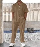 Coverwin Shirt Pants 2025 Summer New Arrival Men Fashion Classic Shirt Men Business Casual Shirts Men A Set Of Clothes