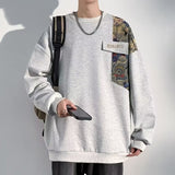 Coverwin National style sweatshirt for men spring and autumn 2025 national trend fashion youth heavy tops large size loose without hood