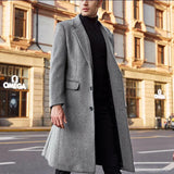 Coverwin Men Winter Outfit Mens Autumn Winter England Style Woolen Jackets Mens Business Office Casual Slim Wool Windbreaker High Quality Solid Trench Coat