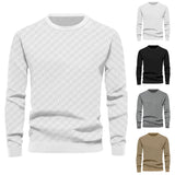 Coverwin Winter New Checkered Pullover Round Neck Botto Men's Coat Fashion Small Check Waffle Youth Round Neck Jacquard Check Hoodie