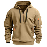 Coverwin Autumn New Fashionable Men's Sports Hoodie Zipper Hoodie Quarter Zipper Outdoor Loose Men's Coat Hoodie