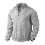 Coverwin 2025 Autumn/Winter New Men's Stand Up  Pullover Loose Sports Shirt Fashion Thick Bottom Solid Color Long Sleeve