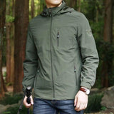 Coverwin 2025 New Large Jacket Men's Outdoor Hooded Spring and Autumn Jacket Thin Jacket Men's Multi Pocket Men's Casual Windbreaker