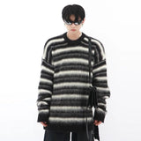 Coverwin Outfit Fashionable Korean Retro Striped Sweaters Men Women Autumn Winter Trendy Y2K Versatile Round Neck Tops Stylish Pullover Sweaters