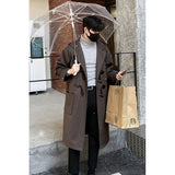 Coverwin Men Winter Outfit Korean-style Woolen Trench Men Horn Button Casual Long Windbreaker Winter Hooded Jacket Coats Fashion Trenchcoat