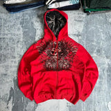 Coverwin Y2K Fashion Zipper Hoodie New Gothic Embroidery Pattern Oversize Hoodie Coat Men And Women Loose Sweatshirt Couple Casual Hoodie