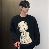 Coverwin Outfit Autumn winter Korean retro niche Dalmatian jacquard sweaters for men and women lazy style Y2K round neck loose couple sweaters