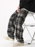 Coverwin 2025 New Y2K Plaid Casual Baggy Pants For Men Autumn Korean Fashion Straight Woolen Trousers Y2K Vintage Streetwear Pantalones