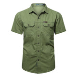 Coverwin New Summer Warrior Shirt Men's Work Clothes Cotton Work Clothes Outdoor Loose Men's Soft Skin Friendly Short Sleeves