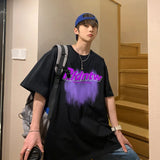 Coverwin Outfit Summer Men's Letter Printed T Shirt Hip Hop Fashion Graffiti Tee Tops New Cotton Short Sleeve Y2K Streetwear Oversized T-shirts