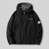 Coverwin Winter New Men's Coat, Cold Resistant, Warm, Thick Fleece, Hooded Zipper, Loose Solid Color Jacket, Daily Casual Outdoor