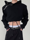 Coverwin Mens High Waist Drawstring Zip Solid Hoodie SKUJ99991