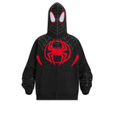 Coverwin Y2K Spider Web Graphic Men Hoodies Harajuku Hip Hop Full Zipper Jacket Coat Streetwear Women Gothic Punk Loose Pocket Sweatshirt