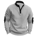 Coverwin Autumn and Winter Fashion Men's Contrasting Color Loose Warm Fleece Half Zipper Long Sleeved Hoodie Daily Casual Outdoor