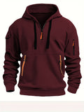 Coverwin Autumn New Fashionable Men's Sports Hoodie Zipper Hoodie Quarter Zipper Outdoor Loose Men's Coat Hoodie