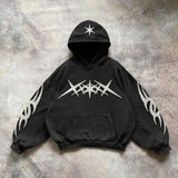 Coverwin Gothic Retro Harajuku Star Embroidered Letter Oversized Hoodie Men's And Women's Y2K American Hip-hop New Trend Sports Hoodie