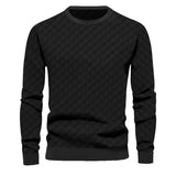 Coverwin Winter New Checkered Pullover Round Neck Botto Men's Coat Fashion Small Check Waffle Youth Round Neck Jacquard Check Hoodie