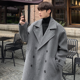 Coverwin Men Winter Outfit Winter High Quality Woolen Trench Coats Men Korean Style Luxury Male Casual Trenchcoat Men's Streetwear Gray/Khaki/Black