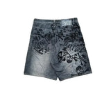 Coverwin Gothic geometric pattern printed blue high quality oversized denim shorts for men in summer popular 2000s basketball baggy short