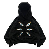 Coverwin Y2k Hip Hop trend Harajuku Sweatshirt Fashion Loose casual pullover hoodie Men retro Demon Eyes zipper embroidery design hoodie