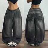 Coverwin Street Fashion New Stitching Washed Baggy Jeans Men Y2K Hip Hop Harajuku Punk Rock Casual Couple High Waist Wide Leg Pants