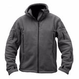 Coverwin Winter New Fashionable Men's Outdoor Warm and Cold Resistant Fleece Jacket Solid Color Loose Hooded Zipper Multi Pocket Jacket