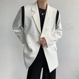 Coverwin Men Winter Outfit Korean Style Hip Hop Patchwork Color Loose Blazers Male Kpop Oversized Men'S Clothing Ulzzang Fashion Coat Streetwear Jackets