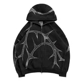 Coverwin New Street Hipster 3D Digital Printing Hooded Sweater Women's Street Casual Sports Zipper Cardigan