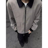 Coverwin Outfit American Retro Color-blocked Houndstooth Short Coat Men Trendy Spring Autumn Y2K High End Handsome Small Fragrant Apel Jacket